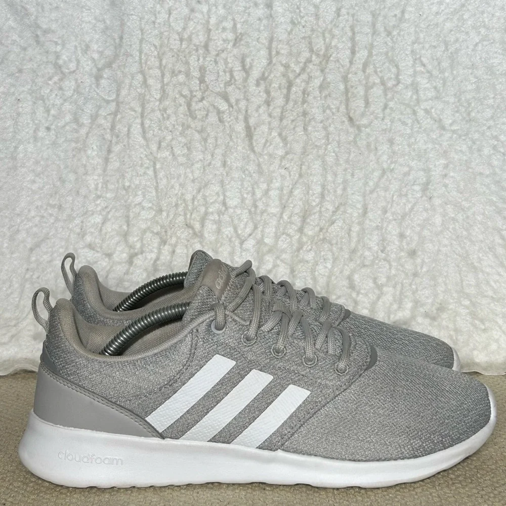 Adidas Womens Gry QT Racer 2.0 Cloudfoam Running Athletic Sneakers Shoes SZ US 9